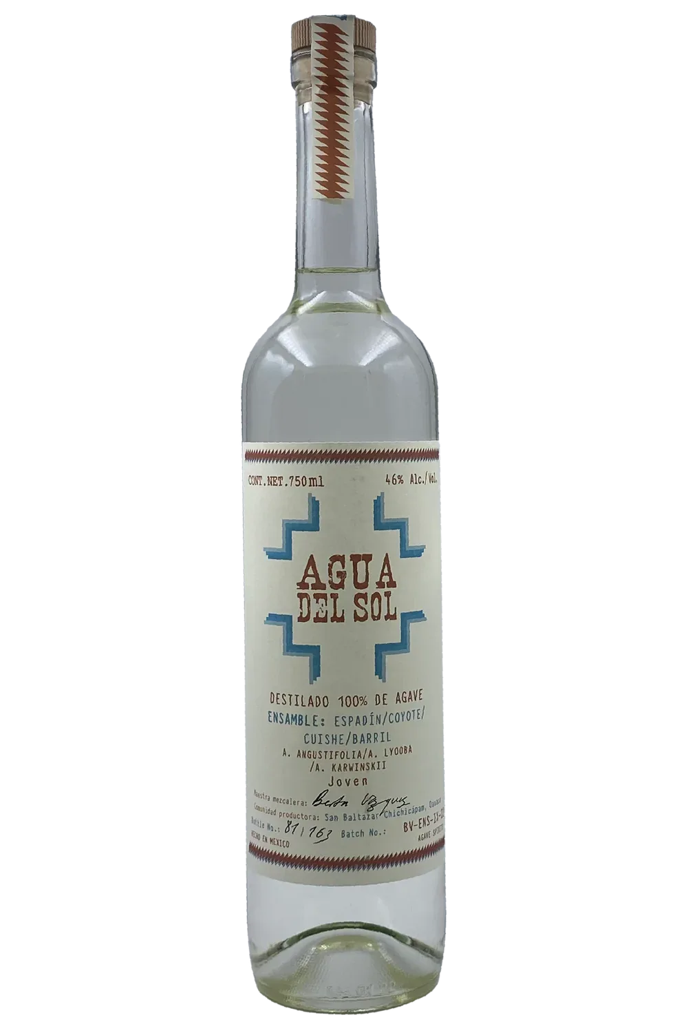 Agua Del Sol - Ensamble of Espadin, Coyote, Cuishe, Barril bottle β small-batch mezcal from Cultura Maguey