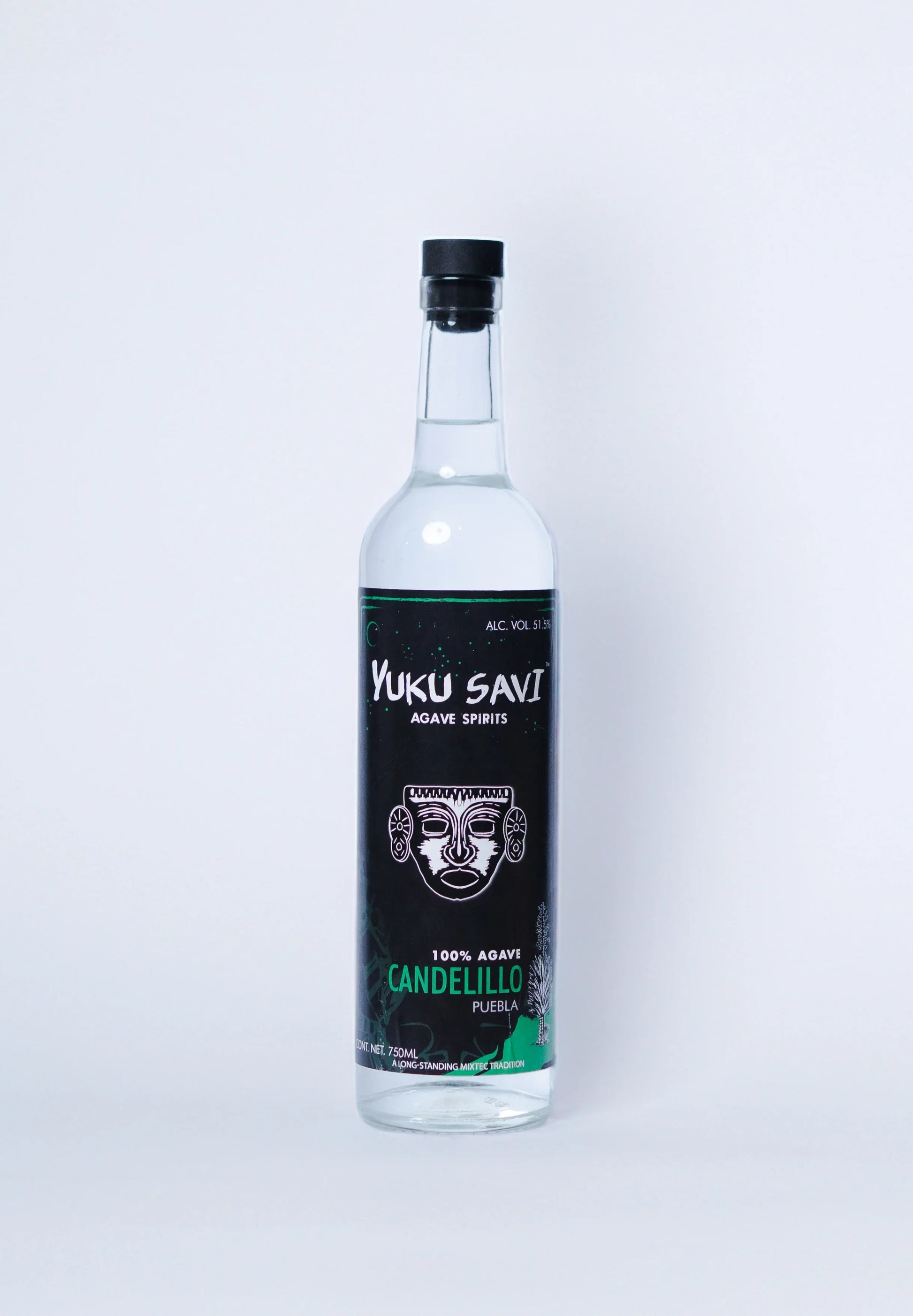 Yuku Savi Candelillo mezcal bottle made from agave karwinskii, small-batch artisanal spirit from Puebla