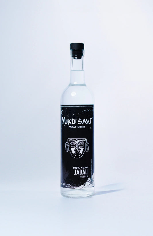 Yuku Savi Jabali mezcal bottle, small-batch artisanal agave spirit made from wild agave triangularis
