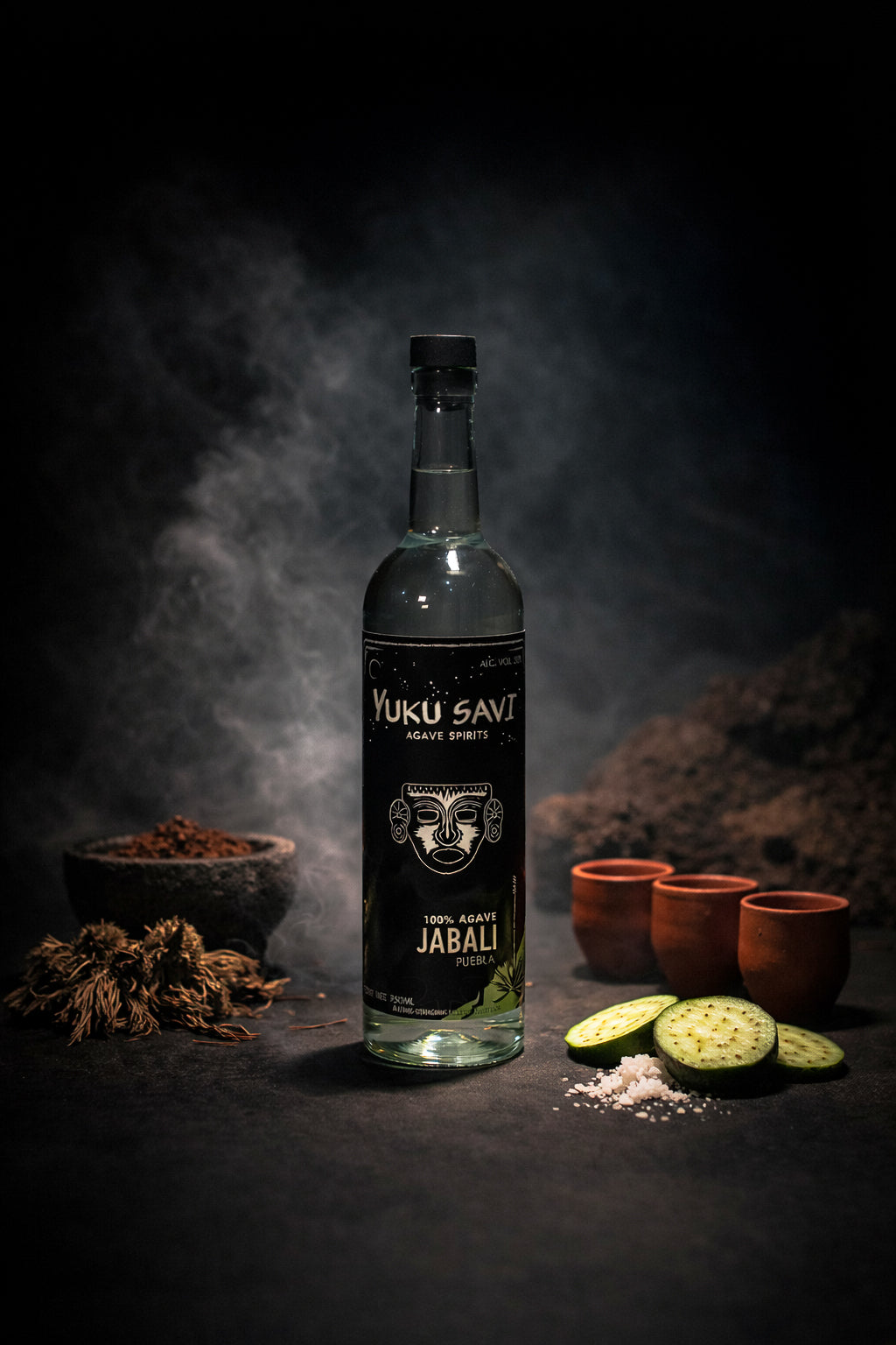 Yuku Savi Jabali mezcal label, artisanal agave spirit made from wild agave triangularis